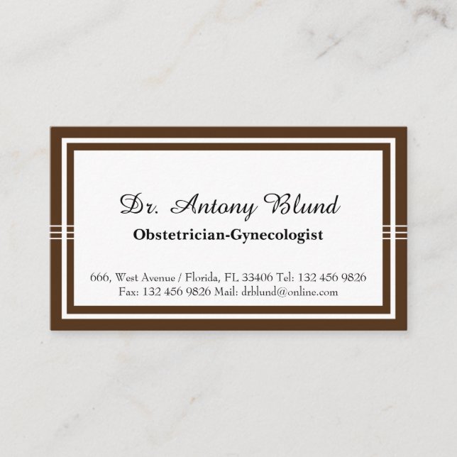 Tarjeta De Visita MÉDICA OBGYN Obstetricista Ginecólogo Elegante (Anverso)