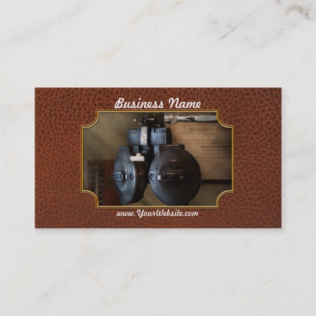 Tarjeta De Visita Médica - Optometría - Un viejo foróptero (Anverso)