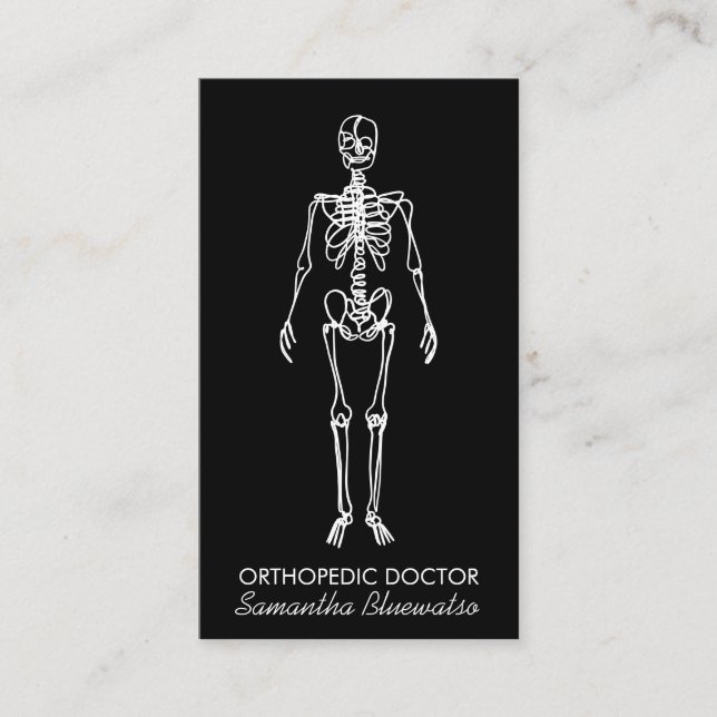 Tarjeta De Visita Médica ortopédico de Skeleton negro (Anverso)