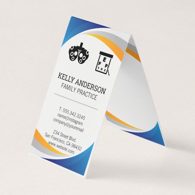 Tarjeta De Visita Médica | Práctica MD | Optometrista (Anverso)