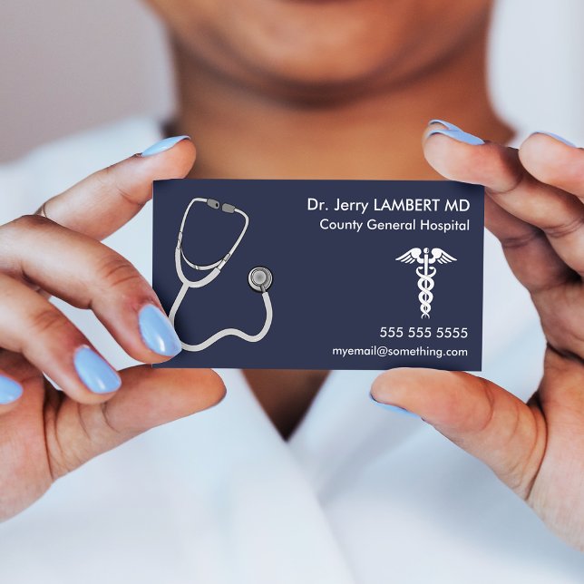 Tarjeta De Visita Médica Stethoscope Blue (Subido por el creador)