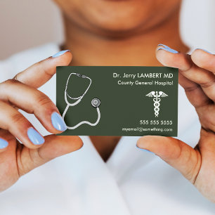 Tarjeta De Visita Médica Stethoscope Green