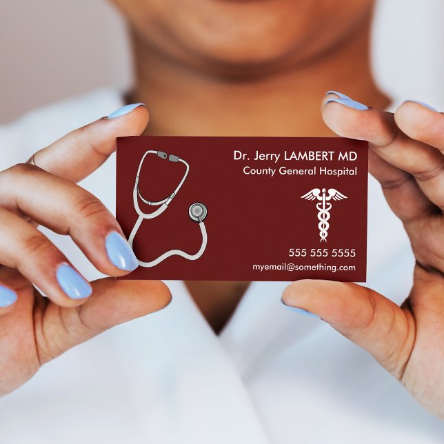 Tarjeta De Visita Médica Stethoscope Red (Subido por el creador)