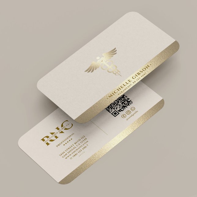 Tarjeta De Visita Medical Doctor Nurse Caduceus Sand Faux Gold (Medical Doctor Nurse Caduceus Sand Faux Gold Business Card
)