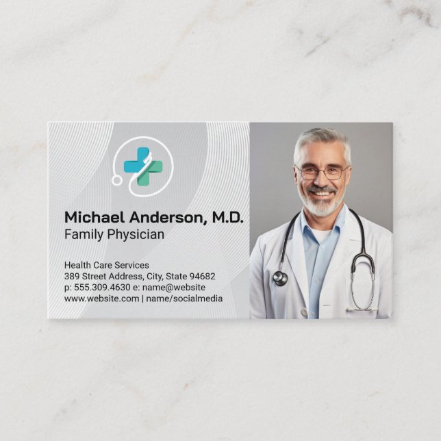 Tarjeta De Visita Medical Doctor Smiling | Health Care Services Logo (Anverso)
