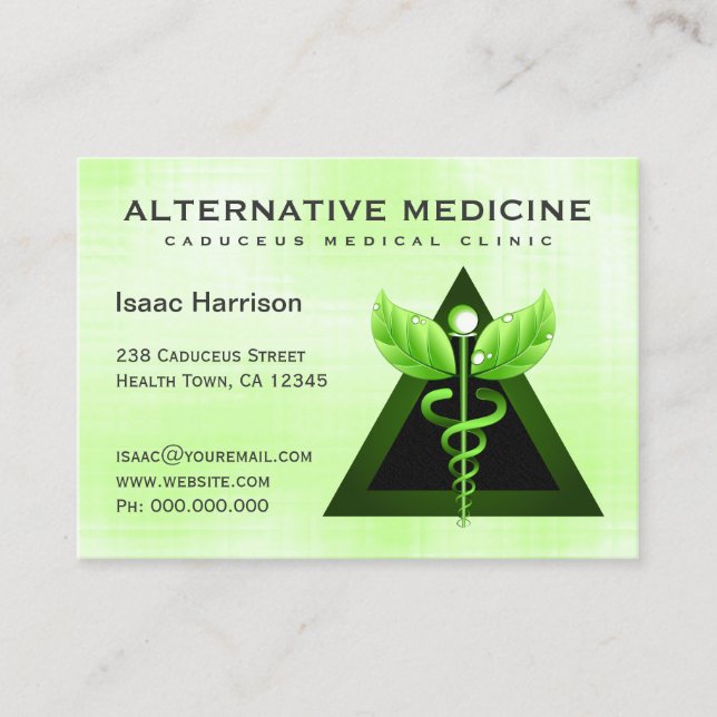 Tarjeta De Visita Medicina alternativa Caducto verde claro grande (Anverso)