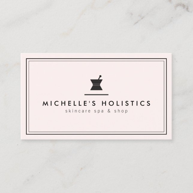 Tarjeta De Visita Medicina holística apotecaria clásica rosa pálido (Anverso)