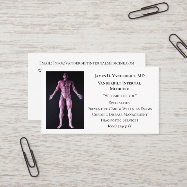 Tarjeta De Visita Medicina interna del cuerpo humano del internista  (Anverso/Reverso In Situ)