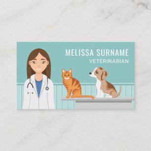Tarjeta De Visita Medicina Veterinaria Mujer Doctora Cuidado de Masc