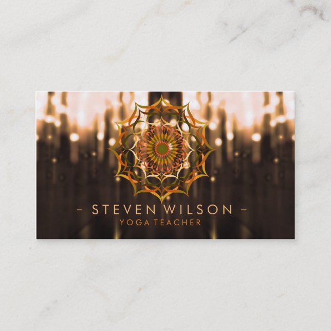 Tarjeta De Visita Medición de flores de Lotus Yoga de Mandala Damask (Anverso)