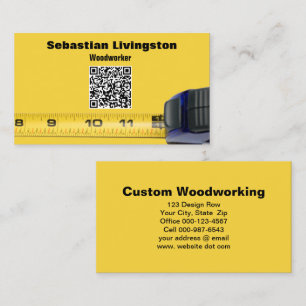 Tarjeta De Visita Medición del código QR profesional de madera de ci