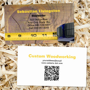 Tarjeta De Visita Medición del código QR profesional de madera de ci