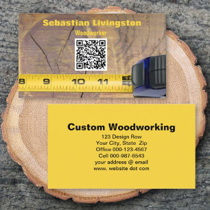Tarjeta De Visita Medición del código QR profesional de madera de ci