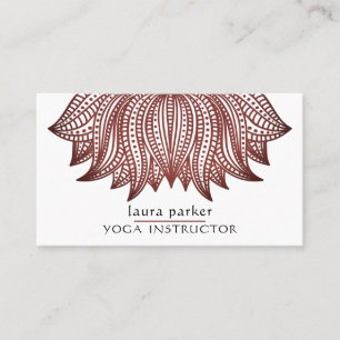 Tarjeta De Visita Medición del formador de yoga Brown Lotus Mandala