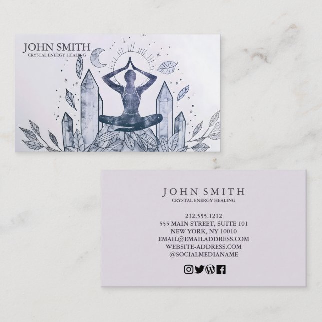 Tarjeta De Visita Medición espiritual de Crystal Energy Healer Chakr (Anverso / Reverso)