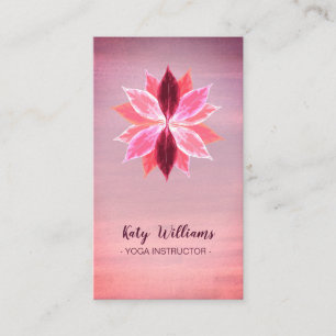 Tarjeta De Visita Medición holística del yoga de flores rusas rosada