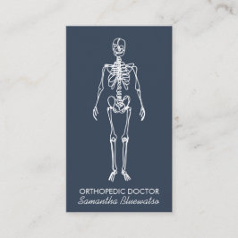 Tarjeta De Visita Médico azul pizarra oscura Skeleton ortopédico