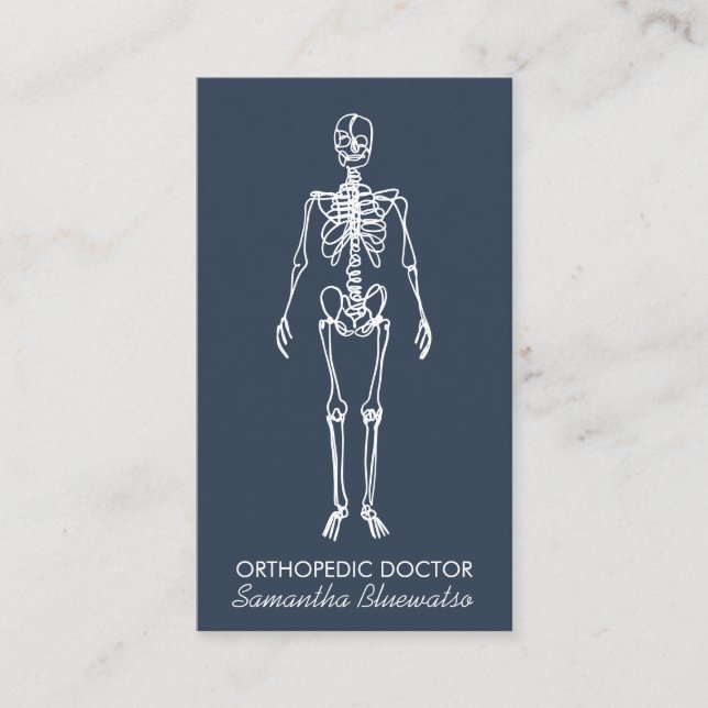 Tarjeta De Visita Médico azul pizarra oscura Skeleton ortopédico (Anverso)