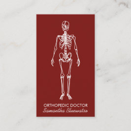 Tarjeta De Visita Médico Borgoña Rojo Oscuro Skeleton ortopédico