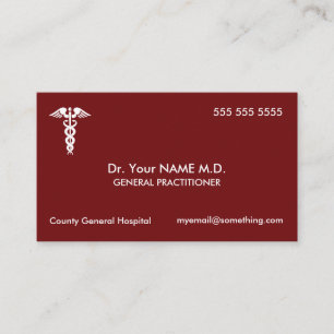 Tarjeta De Visita Médico Caduceus Red