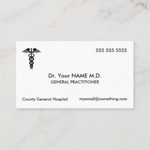 Tarjeta De Visita Médico Caduceus White