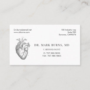 Tarjeta De Visita Médico cardiólogo corazón anatómico cita