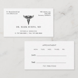 Tarjeta De Visita Médico médico Caduceus Empresa Y Nombramiento