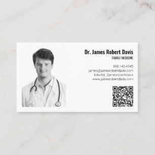 Tarjeta De Visita Médico médico Minimalista moderno Foto Código QR �