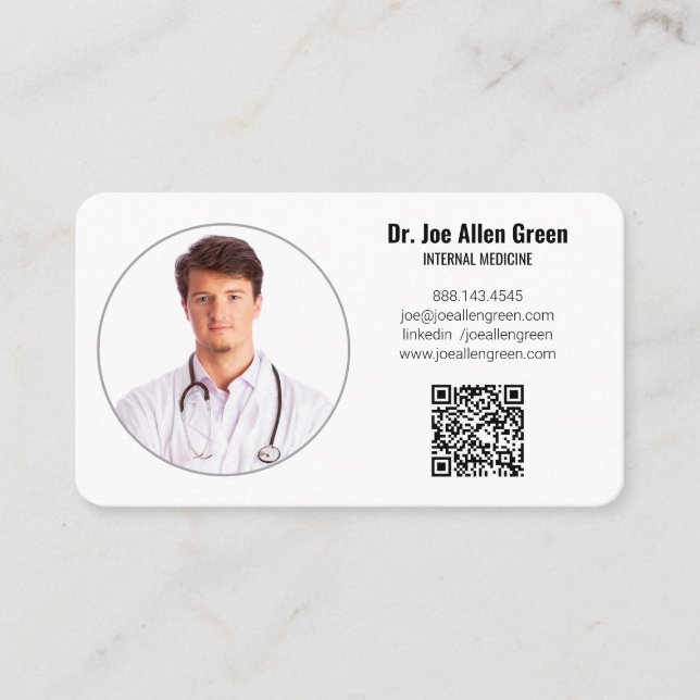Tarjeta De Visita Médico médico moderno Foto Código QR Código 👩 Min (Anverso)