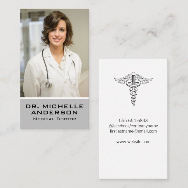 Tarjeta De Visita Médico médico | Plantilla de fotografía de persona (Anverso / Reverso)