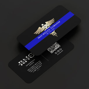 Tarjeta De Visita Médico Médico Primer Respondedor EMS Blue Caduceus