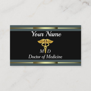 Tarjeta De Visita Médico profesional del oro y del negro de la