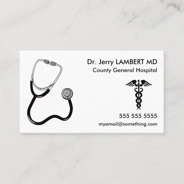 Tarjeta De Visita Médico Stethoscope White (Anverso)