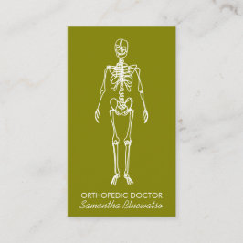 Tarjeta De Visita Médico verde oliva Skeleton ortopédico