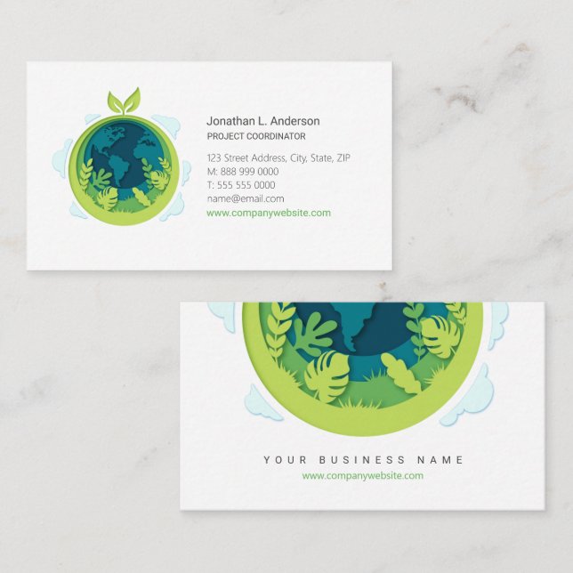 Tarjeta De Visita Medio ambiente de la Tierra Verde (Anverso / Reverso)