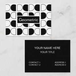 Tarjeta De Visita Medio Círculo Geométrico Negro y Blanco