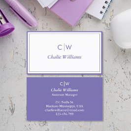 Tarjeta De Visita Medio minimalista morado, 2 bordes