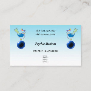 Tarjeta De Visita Medio Psíquico, Ball de cristal azul y pájaros c