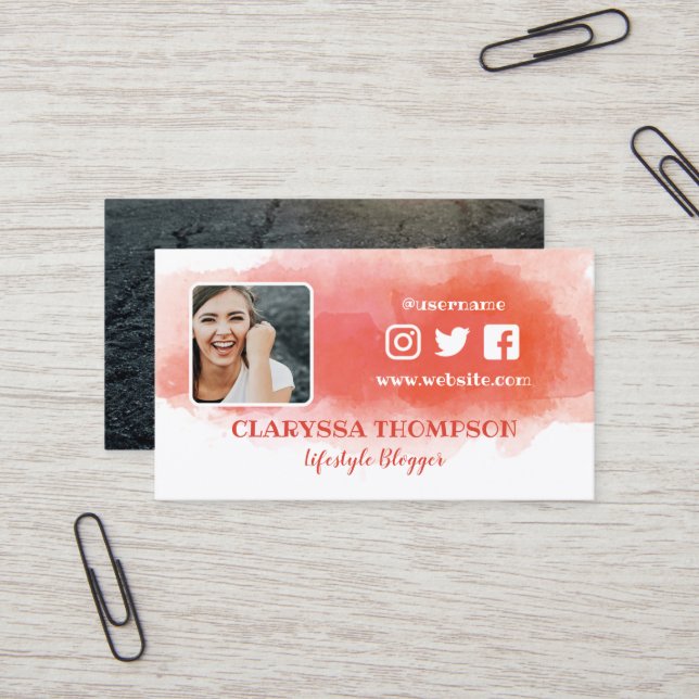 Tarjeta De Visita Medios atractivos del Social de la foto del (Anverso/Reverso In Situ)