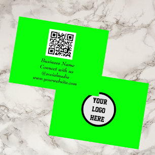 Tarjeta De Visita Medios sociales Código QR Verde fluorescente escan