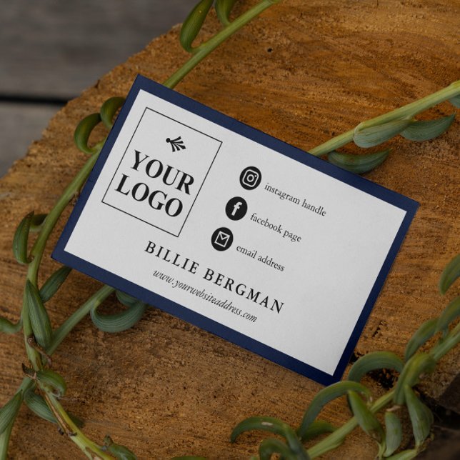 Tarjeta De Visita Medios sociales de la Marina Blanca Azul y Blanco  (Subido por el creador)