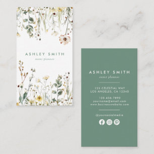 Tarjeta De Visita Medios sociales del campo de las flores silvestres