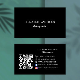 Tarjeta De Visita Medios sociales del código Qr minimalista negro