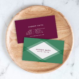 Tarjeta De Visita Medios sociales geométricos de capas verdes y púrp