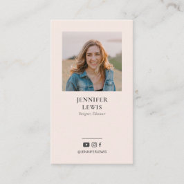 Tarjeta De Visita Medios sociales modernos de fotos en negro y rosa