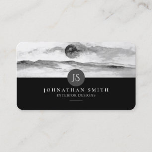Tarjeta De Visita Medios sociales monogramados en blanco y negro