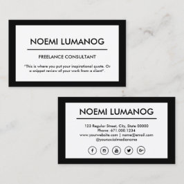 Tarjeta De Visita Medios sociales negros y blancos profesionales