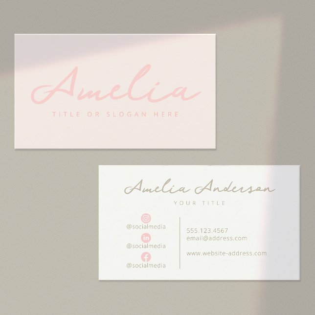 Tarjeta De Visita Medios sociales profesionales modernos y rosados P (Subido por el creador)