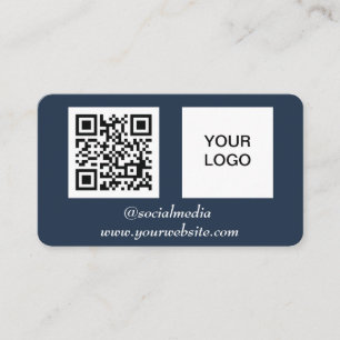 Tarjeta De Visita Medios sociales QR Code Navy Blue Professional Mod