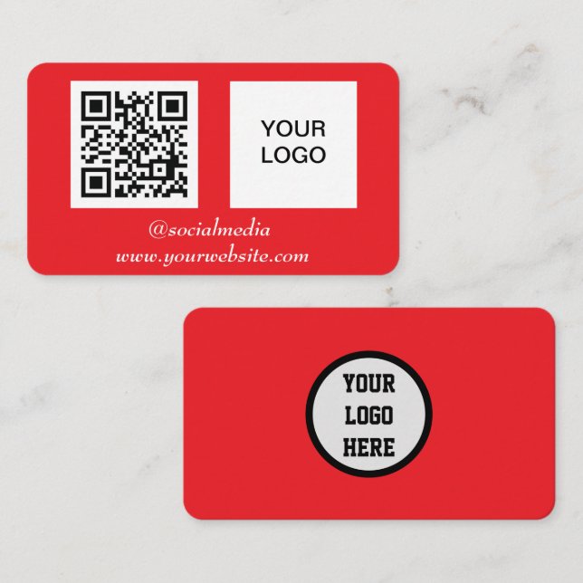 Tarjeta De Visita Medios sociales QR Code Red Profesional Moderno (Anverso / Reverso)